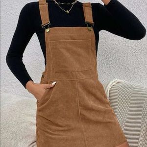 brown corduroy overall dress